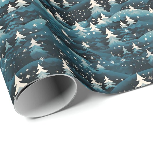  Winter Scene Trees Mountains Snow  Cadeaupapier (Rol Hoek)