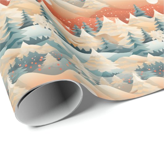  Winter Scene Trees Mountains Snow  Cadeaupapier (Rol Hoek)