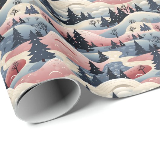  Winter Scene Trees Mountains Snow  Cadeaupapier (Rol Hoek)