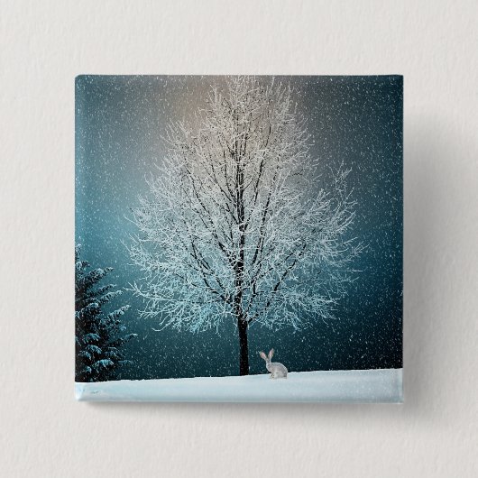 Winter Scene Vierkante Button 5,1 Cm (Voorkant)