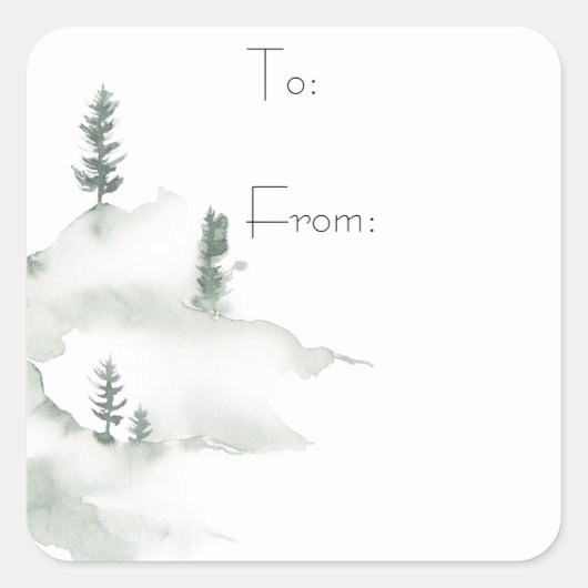Winter Scene Vierkante Sticker (Voorkant)