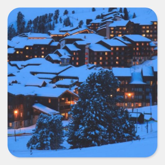 Winter Scene Vierkante Sticker (Voorkant)
