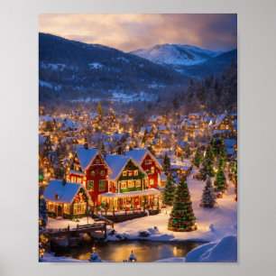 Winter Scene Vrolijk Kerstfeest Poster