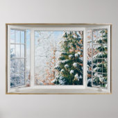 Winter Scene White Bay Window Illusion Poster (Voorkant)