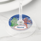 Winter Scene Wijnglaslabel (Dichtbij)