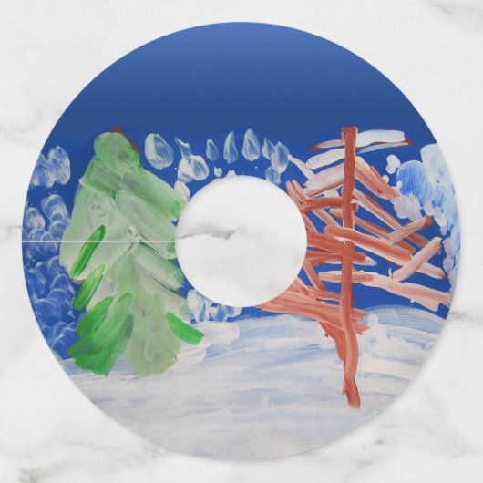 Winter Scene Wijnglaslabel (Achterkant)