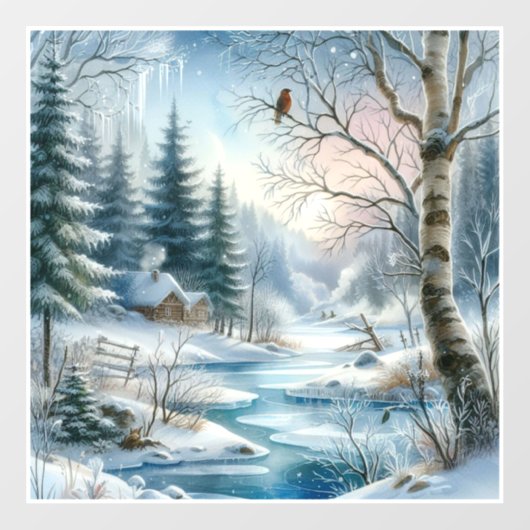Winter Scene Window Cling Raamsticker (Vel)