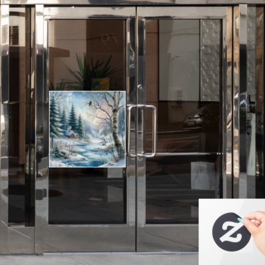 Winter Scene Window Cling Raamsticker (Kantoordeur)