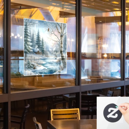Winter Scene Window Cling Raamsticker (Restaurant Raam)