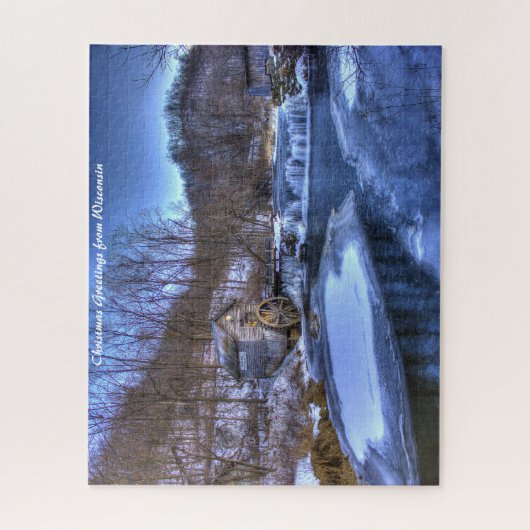 Winter Scene Wisconsin. kerstcadeautjes Legpuzzel (Verticaal)