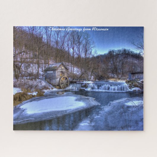 Winter Scene Wisconsin. kerstcadeautjes Legpuzzel (Horizontaal)
