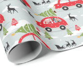 Winter Scenery kerstboom carserie Foto Cadeaupapier (Rol Hoek)