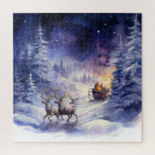 Winter Scenery Kerstmis Rendier en Sleigh Legpuzzel (Verticaal)