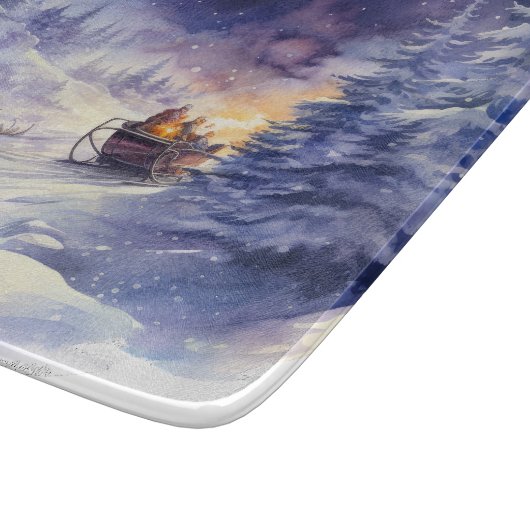 Winter Scenery Kerstmis Rendier en Sleigh Snijplank (Hoek)