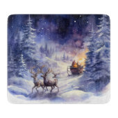Winter Scenery Kerstmis Rendier en Sleigh Snijplank (Voorkant)