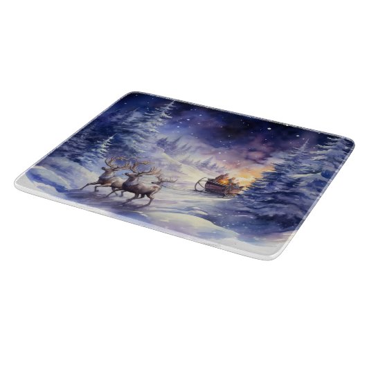Winter Scenery Kerstmis Rendier en Sleigh Snijplank (Hoek)