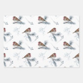 Winter Scenes Birds Trees Branches Snow Kerstmis Inpakpapier Vel (Voorkant)