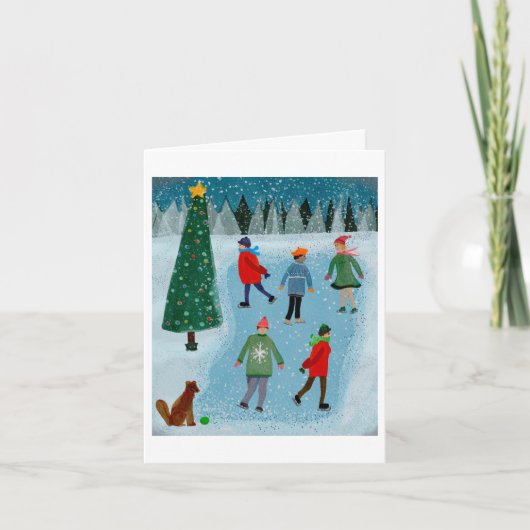 Winter Schaatsen Kerstmis Feestdagen Kaart (Voorkant)