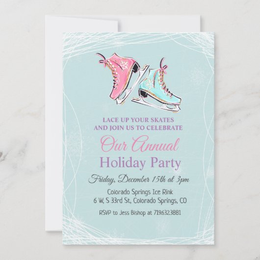 Winter Schaatsen Vakantie Uitnodiging (Voorkant)