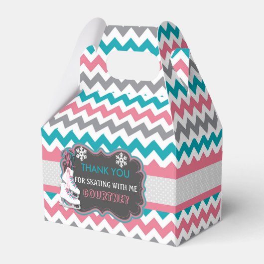 Winter schaatsen verjaardagsfeestje dank u bedankdoosjes (Voorkant Zijde)