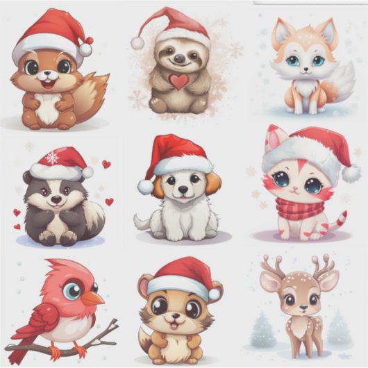 winter schattig dier sticker (Voorkant)