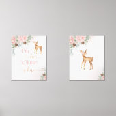 Winter schattig hert blush roze meisje kwekerij muurkunst sets (Voorkant)