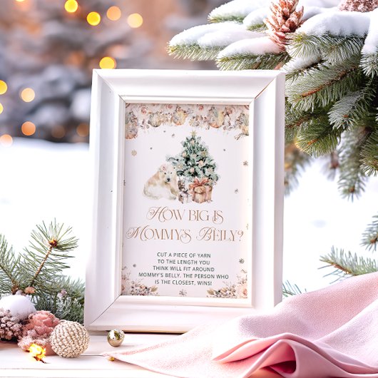 Winter Schattige Beer Hoe groot is de buik van mam Poster