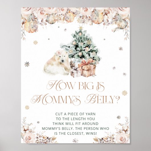 Winter Schattige Beer Hoe groot is de buik van mam Poster (Voorkant)