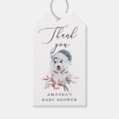 Winter schattige husky hond Dier Baby shower dank  Cadeaulabel (Voorkant)