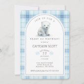Winter Schattige Ijsbeer Beary 1e Verjaardagsfeest Kaart (Voorkant)