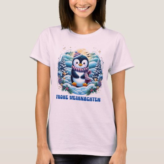 Winter Schattige Penguin T-shirt (Voorkant)