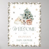 Winter Schattige Polar Beer Baby shower Welkom Poster (Voorkant)