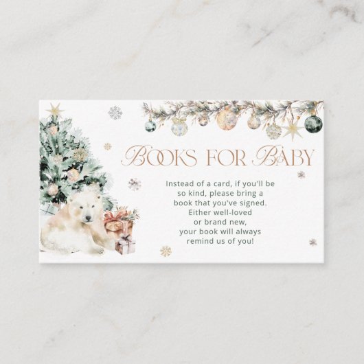 Winter Schattige Polar Beer Boeken voor Baby Ticke Informatiekaartje (Voorkant)