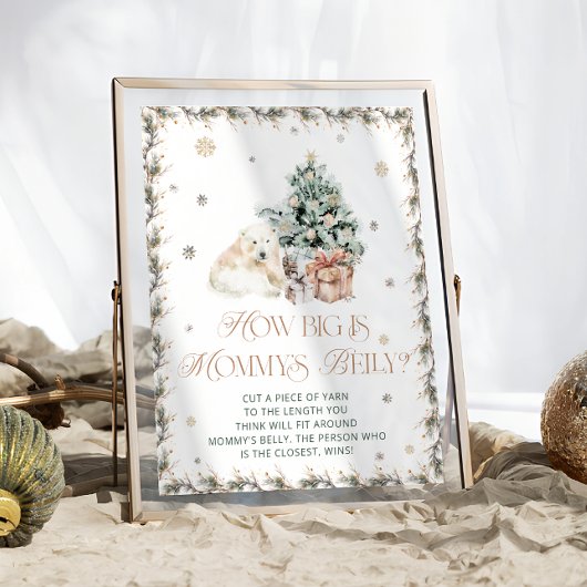 Winter Schattige Polar Beer Hoe groot is de buik v Poster