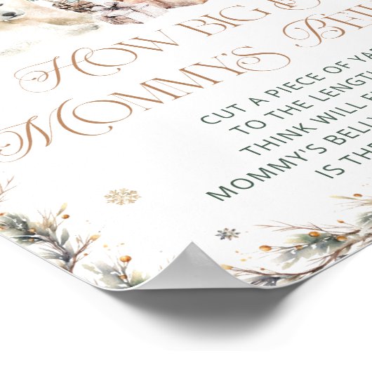 Winter Schattige Polar Beer Hoe groot is de buik v Poster (Hoek)