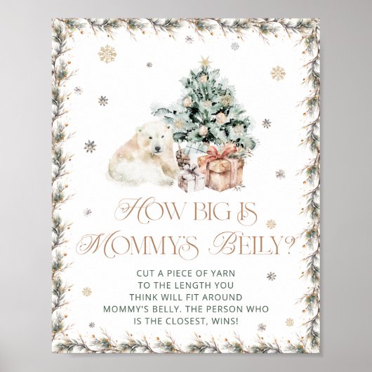 Winter Schattige Polar Beer Hoe groot is de buik v Poster (Voorkant)