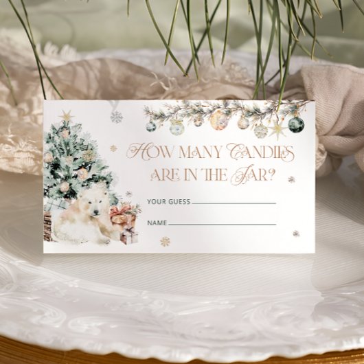 Winter Schattige Polar Beer Hoeveel Snoepjes Informatiekaartje