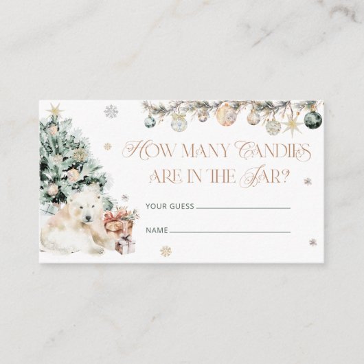 Winter Schattige Polar Beer Hoeveel Snoepjes Informatiekaartje (Voorkant)