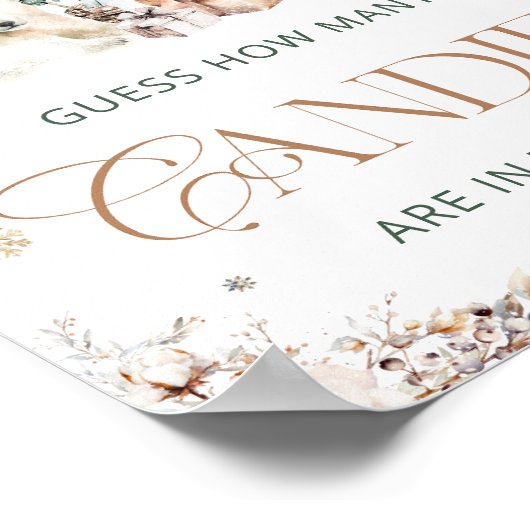 Winter Schattige Polar Beer Raad hoeveel Snoepjes Poster (Hoek)