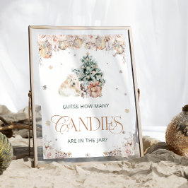 Winter Schattige Polar Beer Raad hoeveel Snoepjes Poster