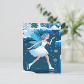 Winter Schattige schaatsen Fairy Blauw Wit Briefkaart (Staand voorkant)