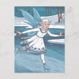 Winter Schattige Schaatsen Fairy in Bos Briefkaart