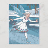 Winter Schattige Schaatsen Fairy in Bos Briefkaart (Voorkant)