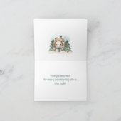 Winter Schattigee Blue Snowman Boy 1e Verjaardag Bedankkaart (Binnen)