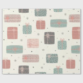 Winter Schattigee Cadeaus Pastel Patroon Kerst Cadeaupapier (Vlak)