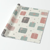 Winter Schattigee Cadeaus Pastel Patroon Kerst Cadeaupapier (Uitgerold)