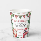Winter Schattigee Pinguïn Kerstmis 1e Verjaardag Papieren Bekers (Achterkant)