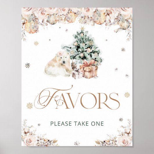 Winter Schattigee Polar Beer Baby shower Favors Poster (Voorkant)
