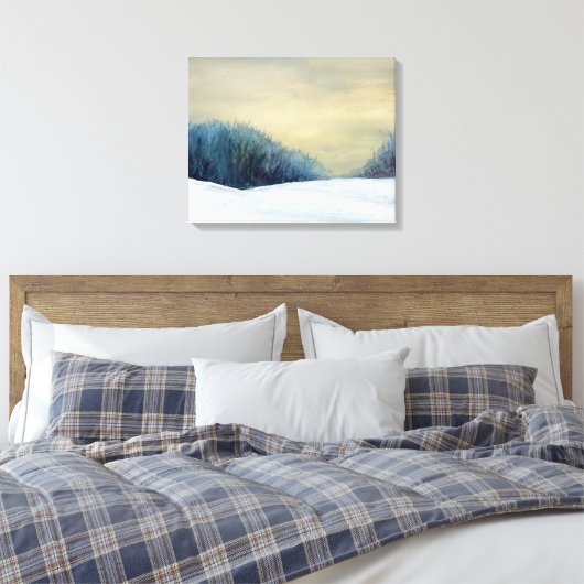 Winter schemer kunst schilderij canvas afdruk (Insitu (Slaapkamer))
