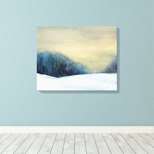 Winter schemer kunst schilderij canvas afdruk (Insitu (Houten vloer))
